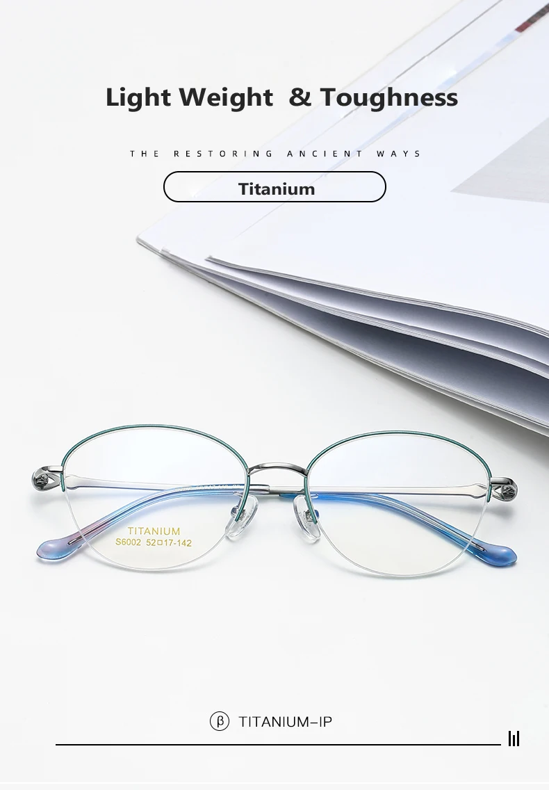 Oveliness Women's Semi Rim Oval Titanium Eyeglasses 1