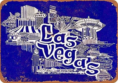 

Metal Vintage Tin Sign 1968 Las Vegas Strip-Metal Tin Signs, Home Kitchen Wall Retro Poster Plaque Mural Bar Pub Coffee Decor