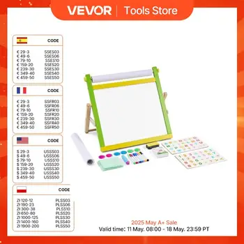 VEVOR Tabletop Children Magnetic Drawing Board 3-in-1 Double-Sided Wooden Kids Art Easel with Painting Accessories for Girls Toy