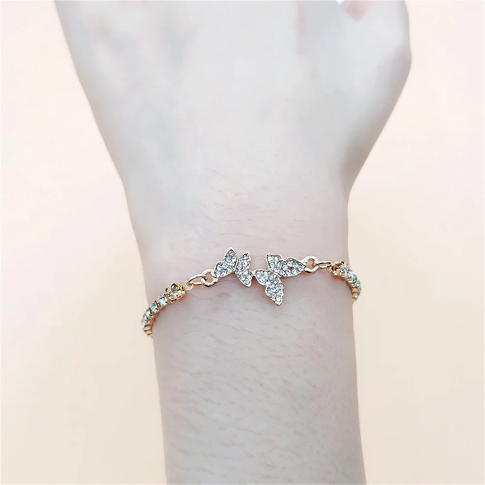 Butterfly Zircon Bracelet Charm Trendy Pave CZ Golden Silvery Bracelet For Women&Men Fashion Exquisite Heartbeat Jewelry 2024