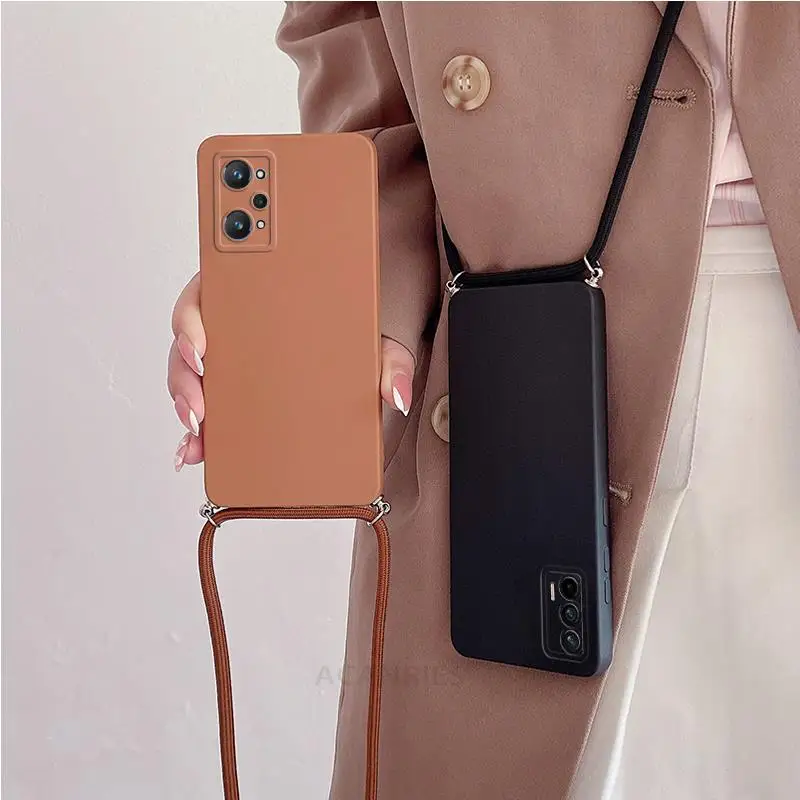 Stylish Crossbody Lanyard Silicone Case - Fashion Cord & Protective Back Cover