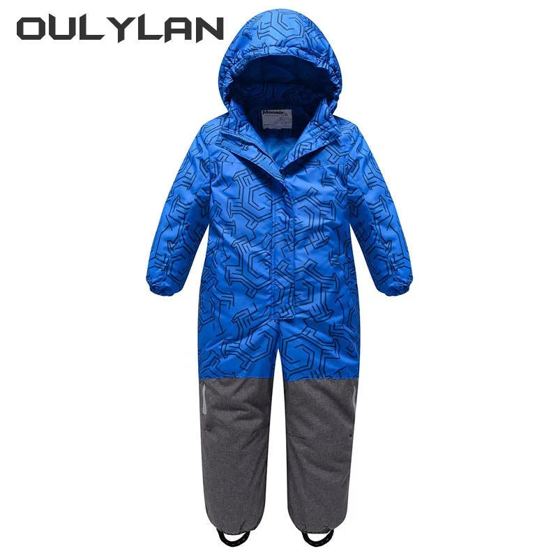 

Лыжные костюмы-20 ℃ водонепроницаемый ветрозащитный детский цельный зимний комбинезон для мальчиков и девочек детская теплая одежда с капюшоном для сноуборда