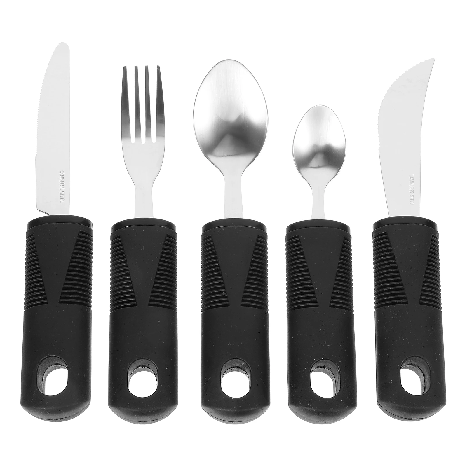 5pcs/set Antishake Tableware Disabled Elderly Food Aid Cutlery