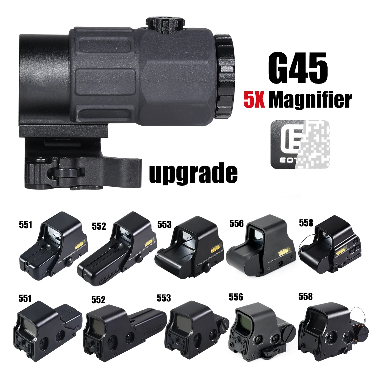 558 Red Dot Sight Holographic Collimator 5X Magnifier for 558 556 553 551 Sights Hunting Gear Accessories