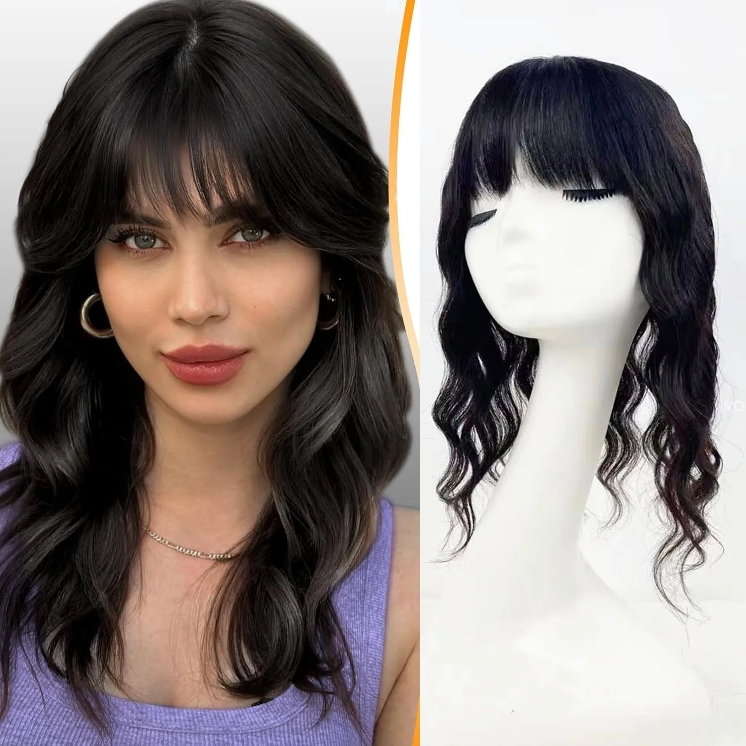 Hair Toppers Curly Human Hair Topper Air Bangs Silk Top Topper Clips In Virgin European Hair Piece Toupee Silk Base for Women 5x5 6x6