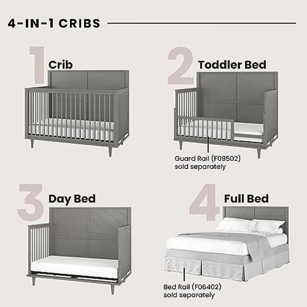 3-Piece Surrey Hill Nursery Set with 4-in-1 Convertible Crib Dresser and Chest Grows with Baby Toasted Chestnut/Lunar Gray Tip 4