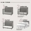 3-Piece Surrey Hill Nursery Set with 4-in-1 Convertible Crib Dresser and Chest Grows with Baby Toasted Chestnut/Lunar Gray Tip 4