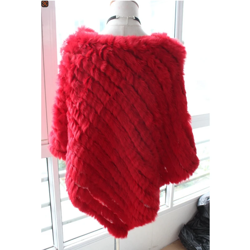 Spring Women Knitted Real Rabbit Fur Poncho Casual Female Autumn Winter Genuine Fur Cape Fashion Short Shawl