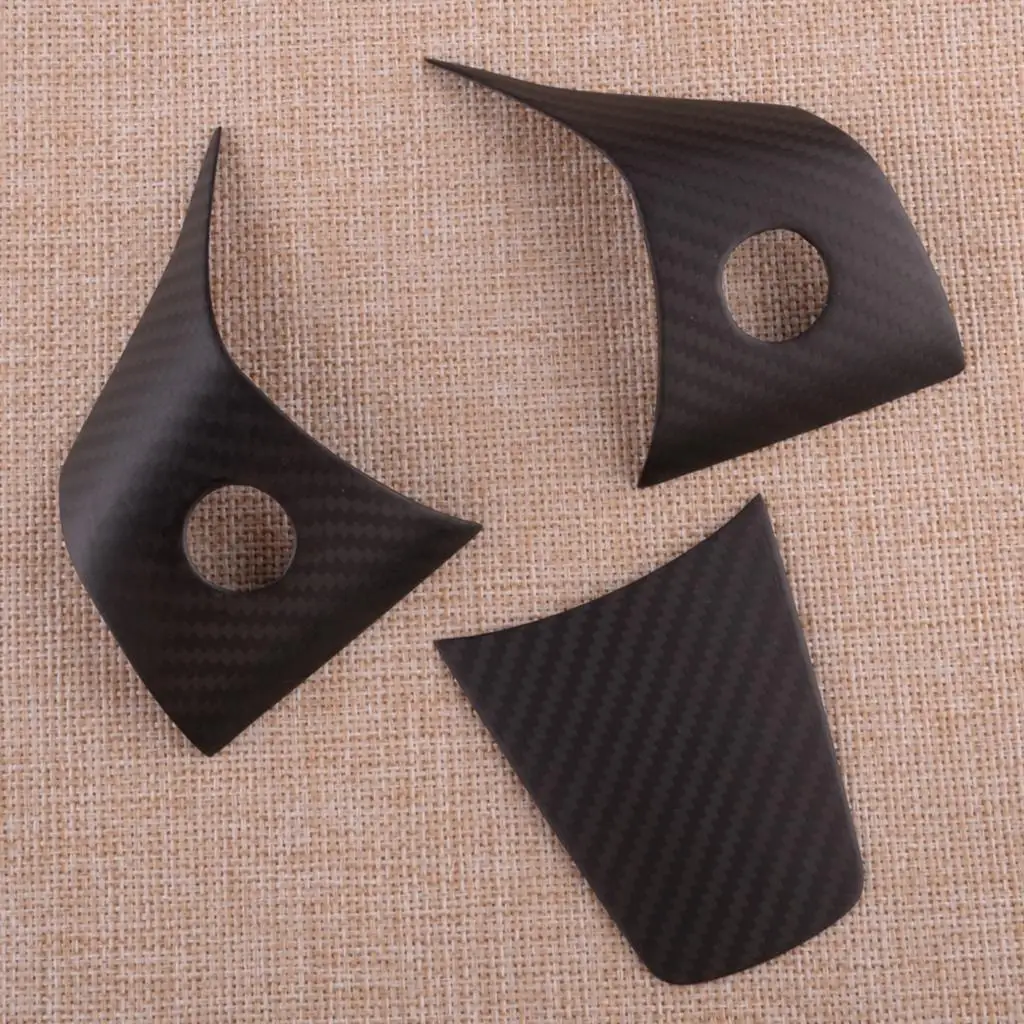 

3Pcs/Set Matte Black Car Interior Front Steering Wheel Decor Covers Trims Carbon Fiber Fit for Tesla Model 3 Model Y 2020 2021