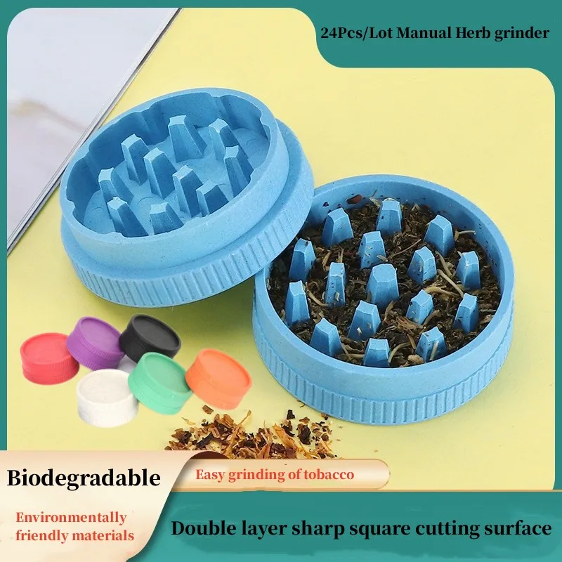 JUSES' S 24Pcs/Lot Grass Smoke Grinders for Smoking Pipe Accessories Degradable Environmental Protection Herbal Tobacco Crusher 6
