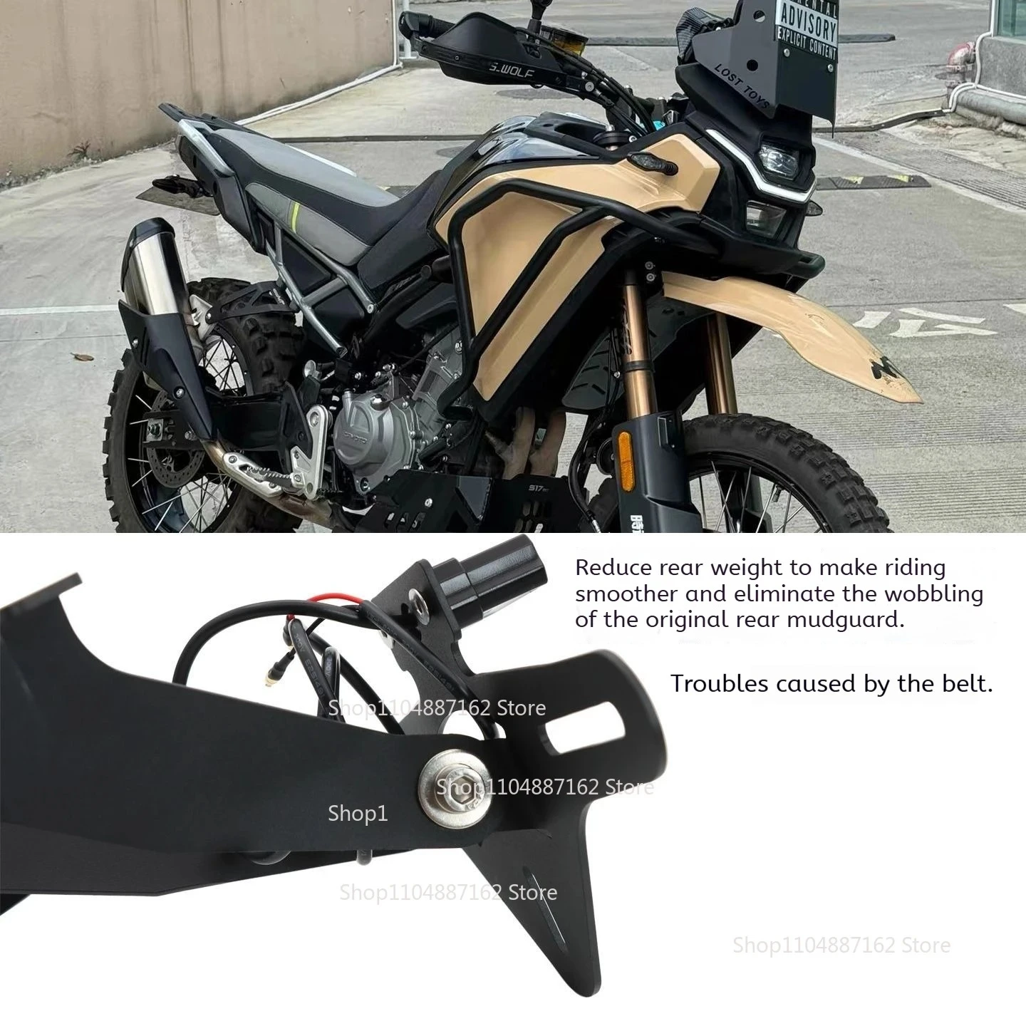 CFMOTO 450MT 700MT 800MT-X 개조용 숏테일 번호판 홀더 (접이식 리어 윙 번호판 브래킷 포함)