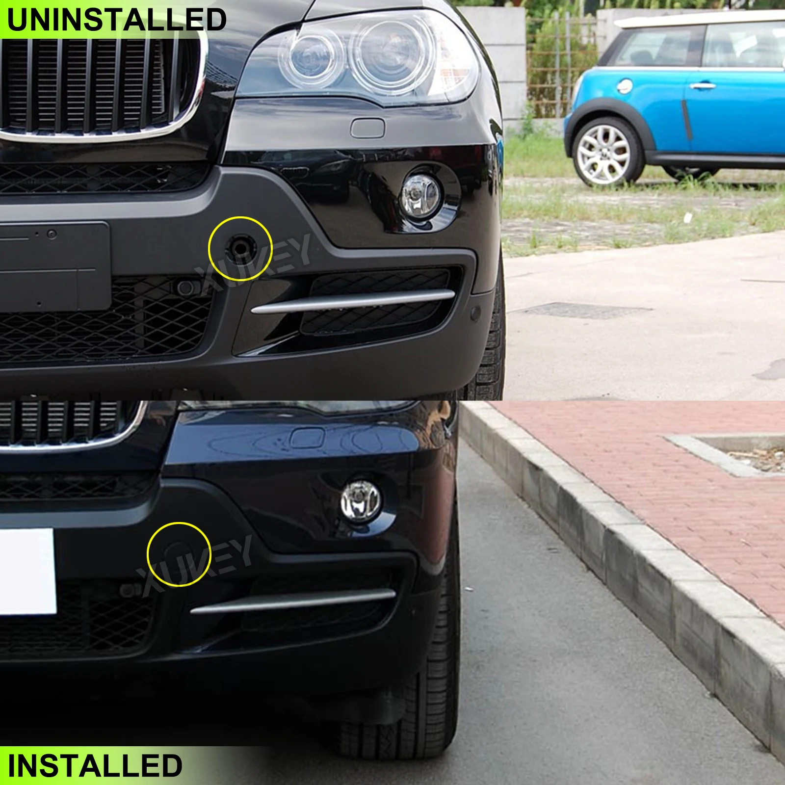 For BMW X5 E70 3.0si 4.8i 3.0d 2007-2010 Front Tow Hook Eye Cover Left Right Bumper Towing Cap Unpainted 51117159589 51117159590