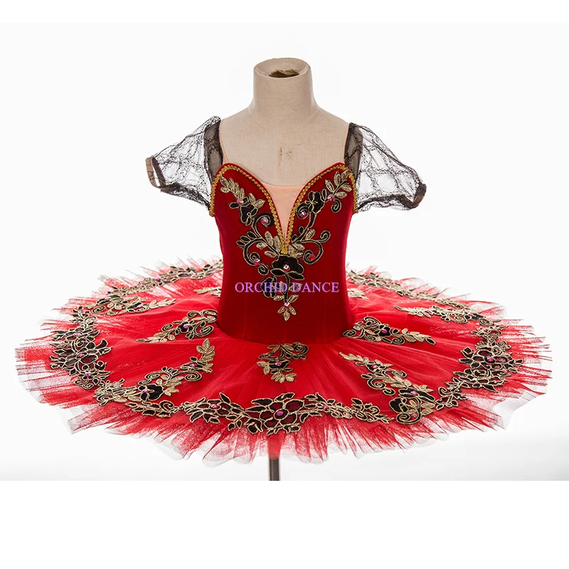 

Advanced Customization High Quality Costom Color Costom Size Girls Kids Professional Performance Wear Red Velvet Ballet Tutu