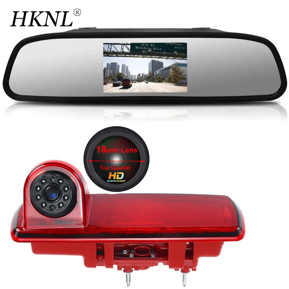 

HKNL HD CCD Car Reverse Camera+Mirror For Opel Vauxhall Vivaro Fiat Talento Nissan NV300 Primastar Renault Traffic 3 Brake Light