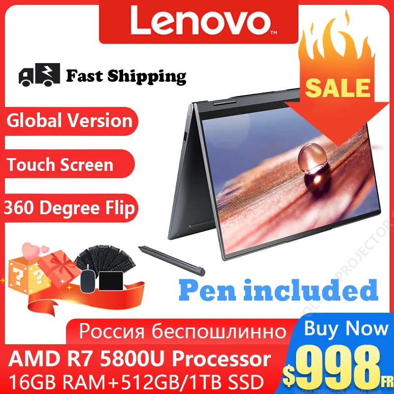 Lenovo Yoga 14c 2021 Laptop Ryzen7 5800u 360 Degree Flip 16gb Ram 512gb Ssd 14  Inch Ips Touch Screen Notebook Computer Ultrabook - Laptops - AliExpress