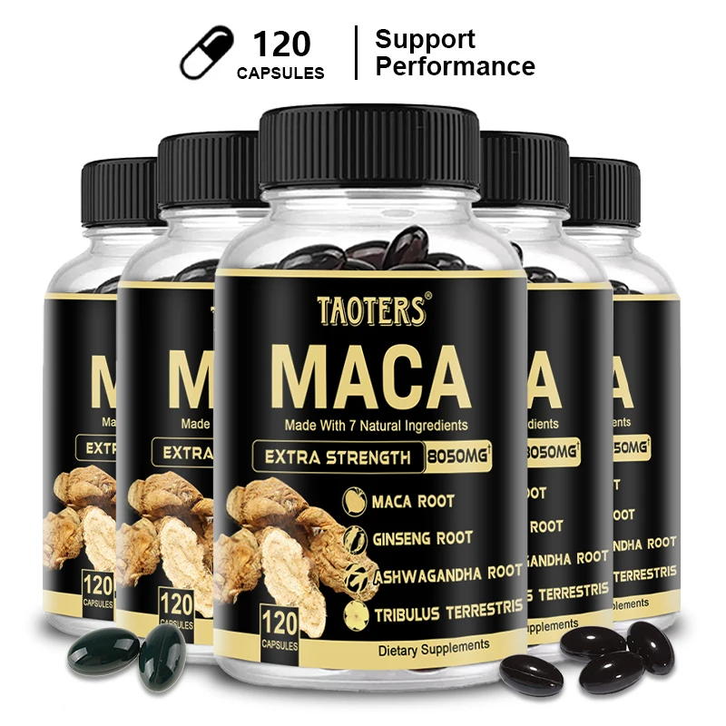 Taoters Black Maca Root Extract 8050 mg For Muscle Mass and Workout Energy Supplement Non-GMO