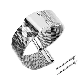 Luxurious Milanese Stainless Steel Metal Watch Band Bracelet - Black & Rose Gold Finish - 22mm (Silver)