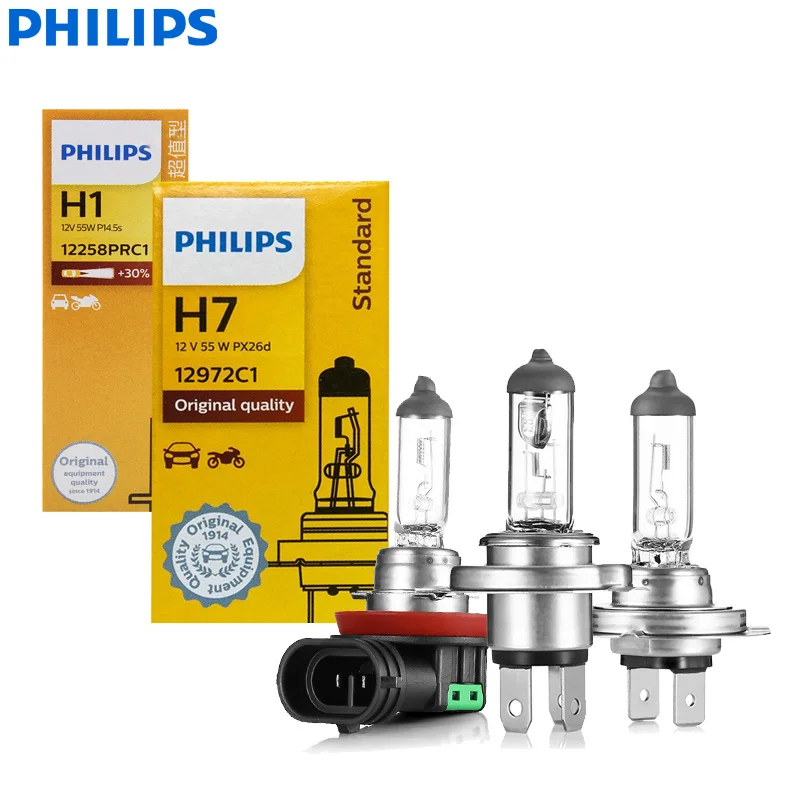 1X Philips H4 H7 H11 Vision Original Car Head Light H1 H3 H8 H9 9005 9006 HB3 HB4 3200K Auto Standard lampada alogena lampadina, 1x