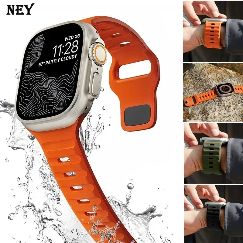 Sport Strap For Apple Watch Ultra band 49mm 45mm 40mm 44mm 42mm 41mm 38mm Silicone Air hole Bracelet iWatch Serie 8 7 6 SE 5 4 3