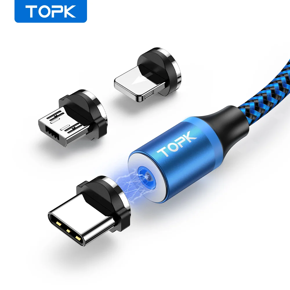 Magnetic 3-in-1 Rotating Charging Cable with LED Light