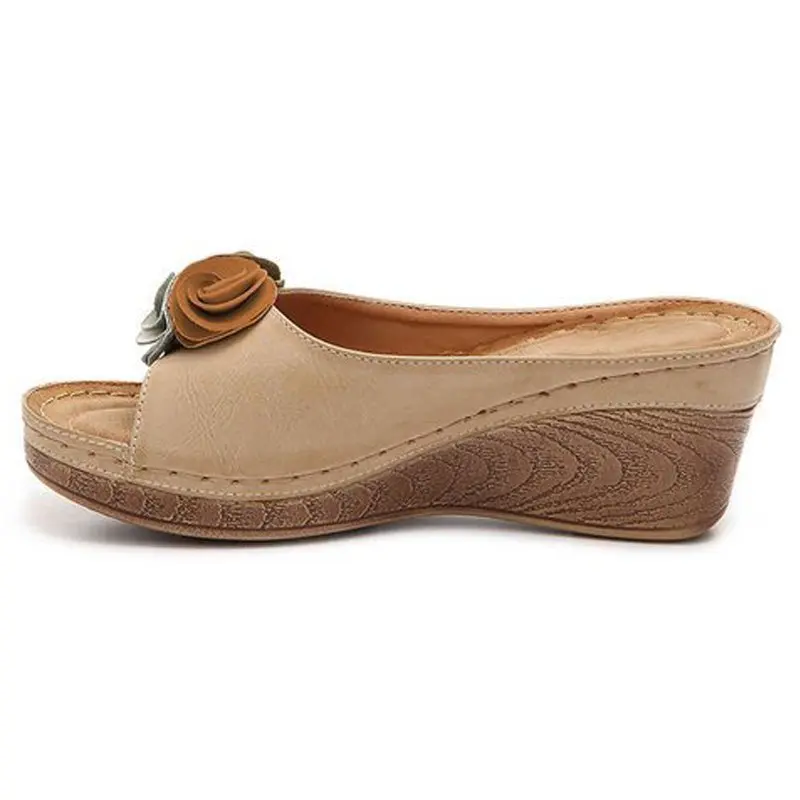 Women New Flower Sandals 2023 Wedge Heels Summer Shoes Women Outdoor Slippers Female Soft Bottom Heeled Sandals Summer Footwear