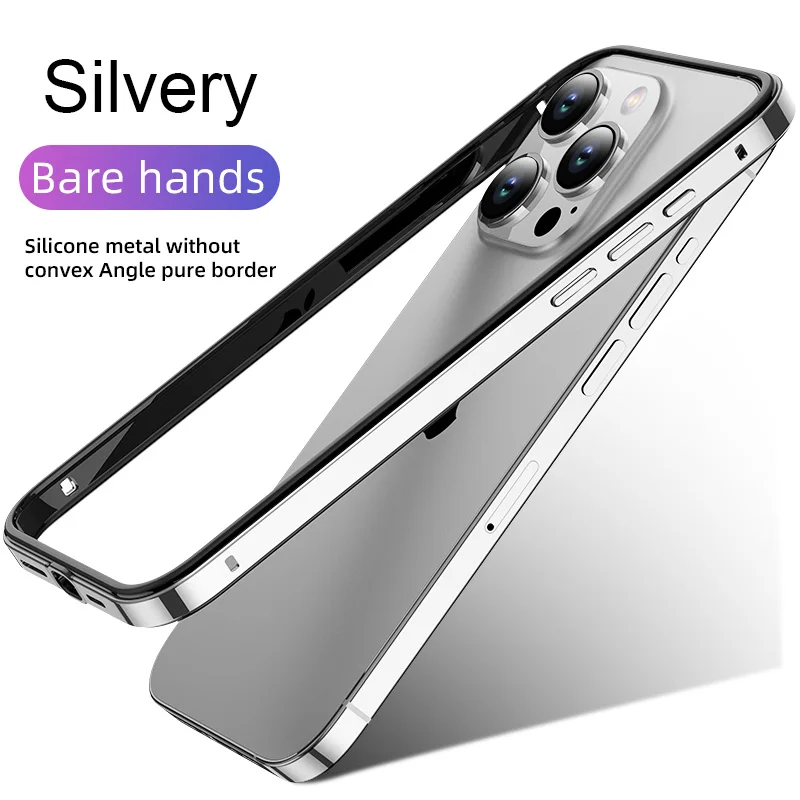 thumbnail image 1 of Funda de teléfono de Metal de aluminio con marco de silicona híbrido para iPhone 15, 14, 13, 12 Pro Max, mejor parachoques térmico, 1 of 5