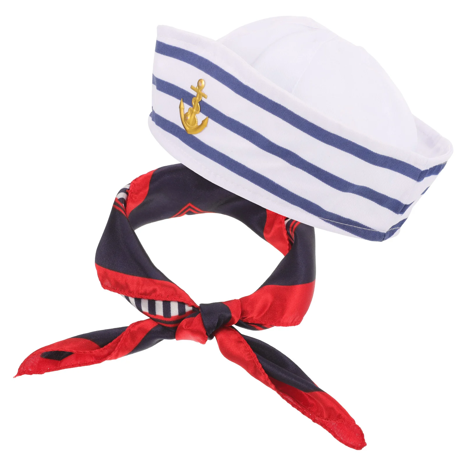 Captain Hat Scarf Set Decorative Sailor Costume Accessory Soft Lightweight Breathable Cosplay Prop Sailing Party Fancy Dress