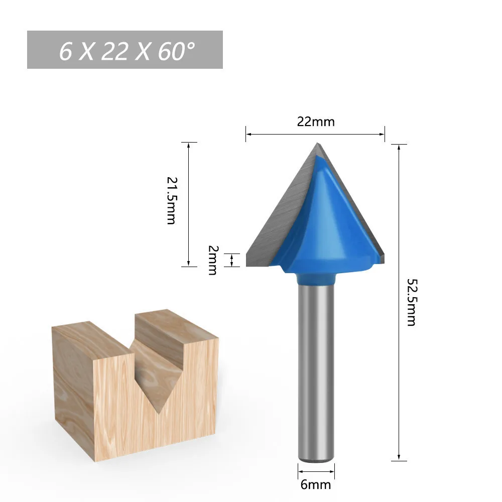AURWOF 1pc 6mm Schaft 60 90 120 150 Grad V Typ Schlitzen Cutter Bit CNC Gravur Solide Router bit Hartmetall Fräser C0602 – Detail 4