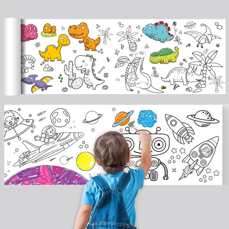 Children's Graffiti Scroll Coloring Paper Stuff Animal Poster Kids