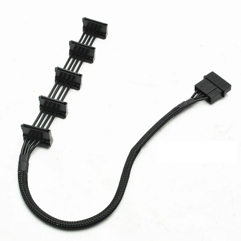 

Высококачественный 1 шт. Практичный Прочный ПК сервер 4 контакта IDE Molex от 1 до 5 SATA кабель питания адаптер сплиттер кабели 18AWG черный 40 см