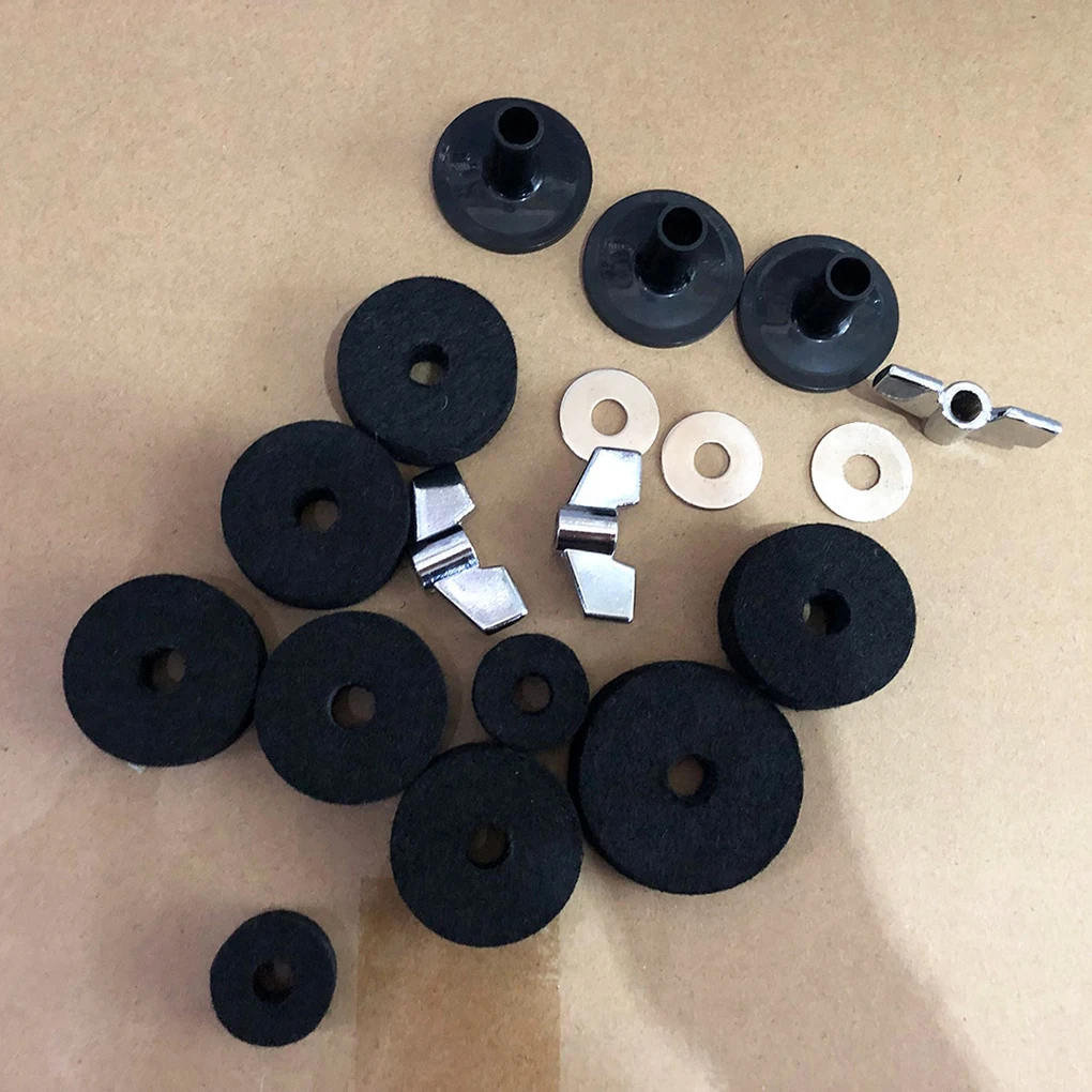 

18Pcs Drum Felt Pad Set Wing Nuts Cymbal Sleeves Washers Musical Instrument Replacement Accessories