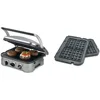 5-in-1 Silver Griddler, Black Dials, and Waffle Plates Bundle 1