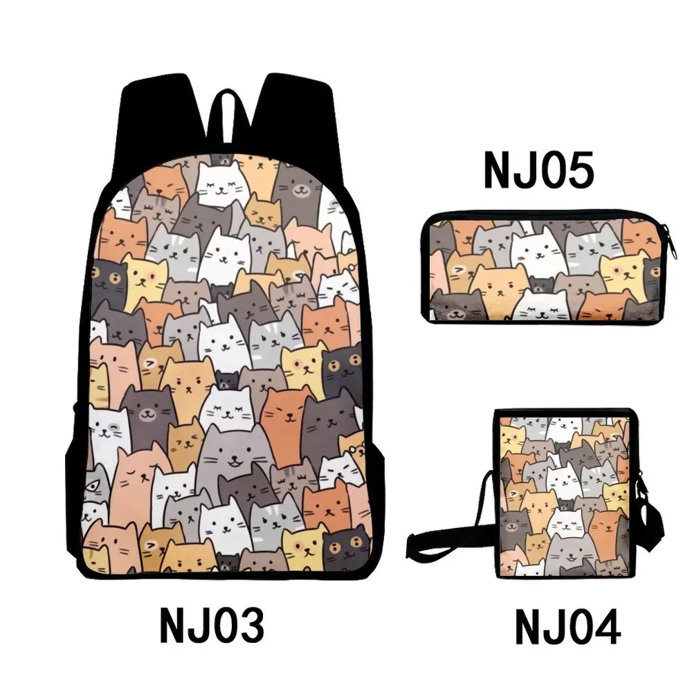 3D Printed Student School Bags, Laptop Backpack, Backpack, Tilted Shoulder Bag, Pencil Case, Cool Cats, Harajuku, Popular,