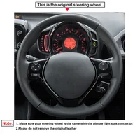 Black Faux Leather Car Steering Wheel Cover for Toyota Aygo 2 2014-2021 Peugeot 108 Citreon C1 2014-2024 2