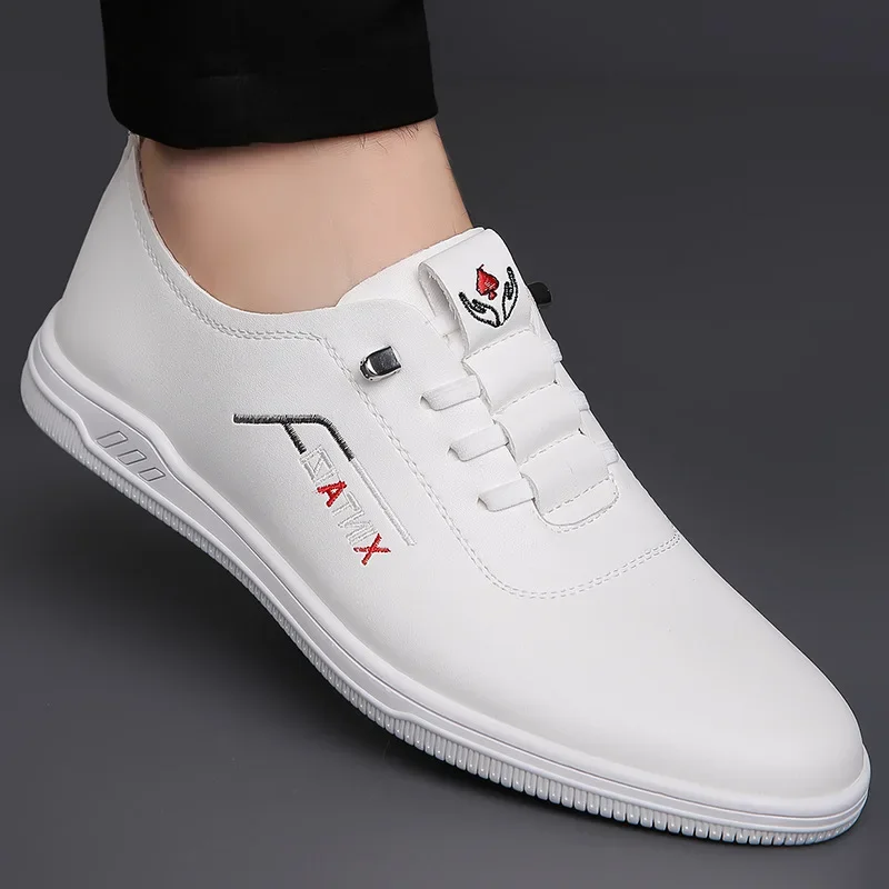 Fashion Casual Soft Leather Shoes for Men Spring Autumn New Designer Solid Color Loafers Male Light Men's Dress Shoes 3