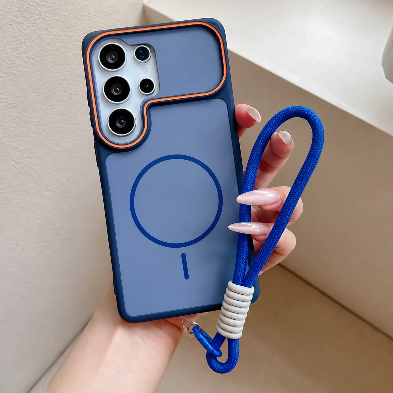 Portable Shock-Resistant Magnetic Phone Case with Lanyard - Protective Back Cover