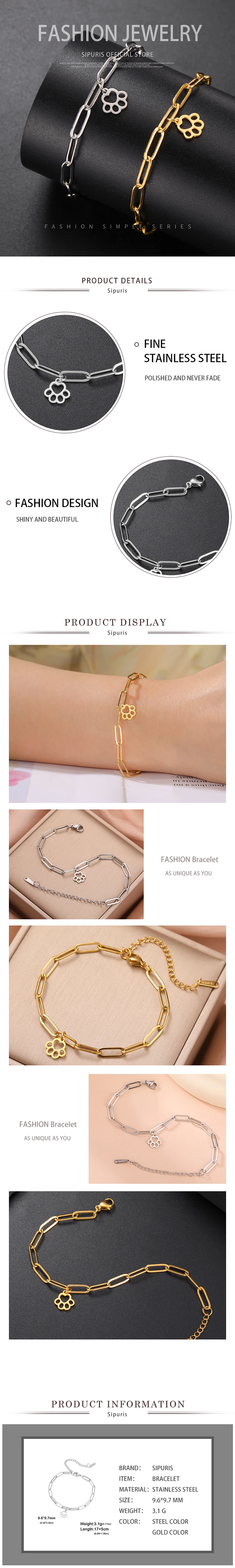 Women's Bracelet Stainless Steel Rectangular Chain Hip Hop Vintage Pendant Jewelry - PeticaDeals