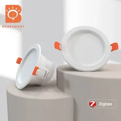 Benexmart Tuya Zigbee 5W 7W LED Ceiling Lamp RGBW Smart Dimmable Downlight Work with Zemismart Zigbee Hub Alexa Google Home