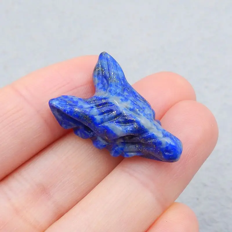 Natural Stone Lapis Lazuli Carved Wolf Head Fashion Pendant Bead 27x17x10mm 6g | Украшения и аксессуары