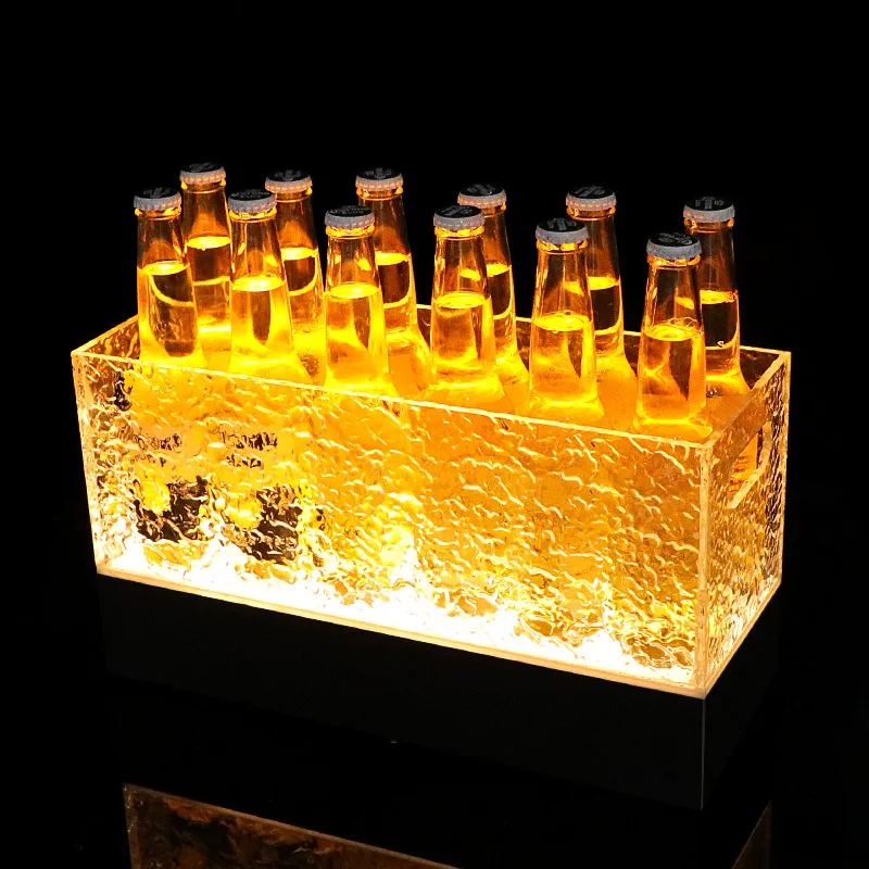 Bar KTV commercial beer frame luminous ice bucket PC plastic wine barrel creative LED color light charging champagne bucket