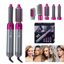 

Hair Dryer 5 In 1 Electric Hair Curler Comb Negative Ion Straightener Brush Blow Dryers Air Wrap Curling Wand Detachable Brush