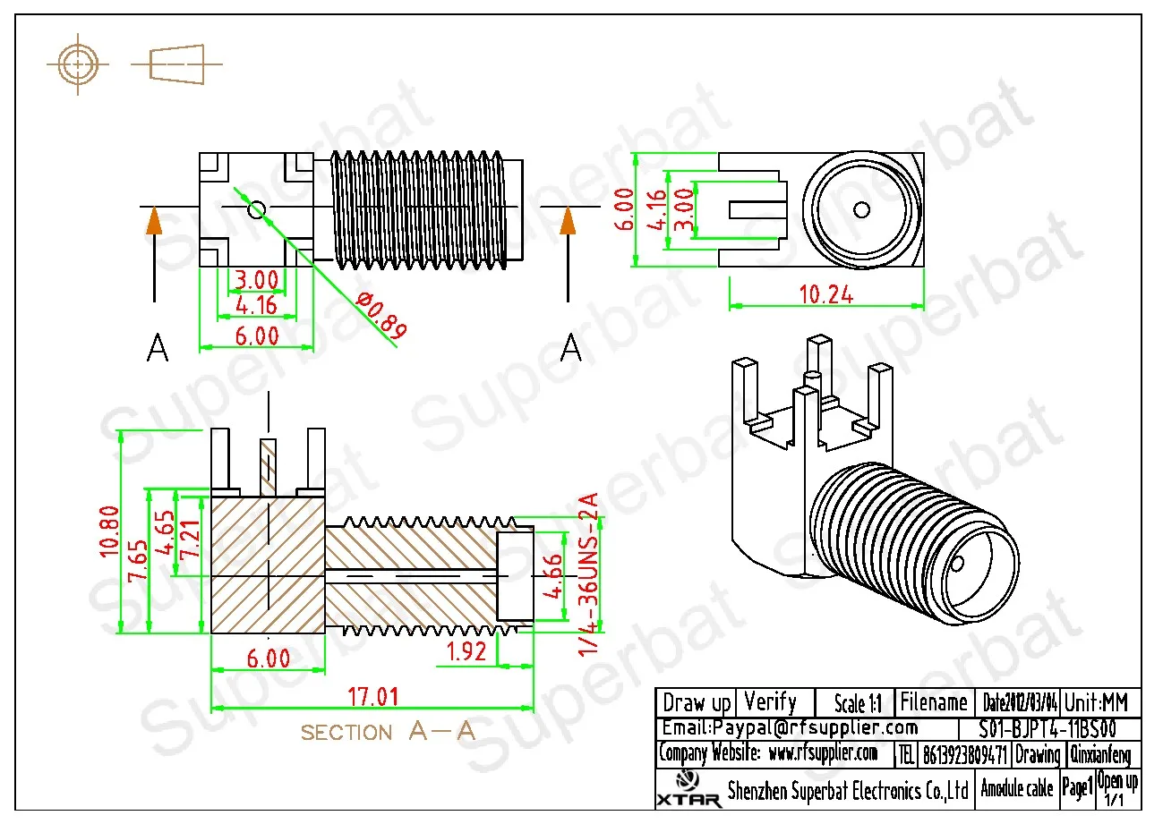 SMA Female RF Coaxial Connector for Electronic Components