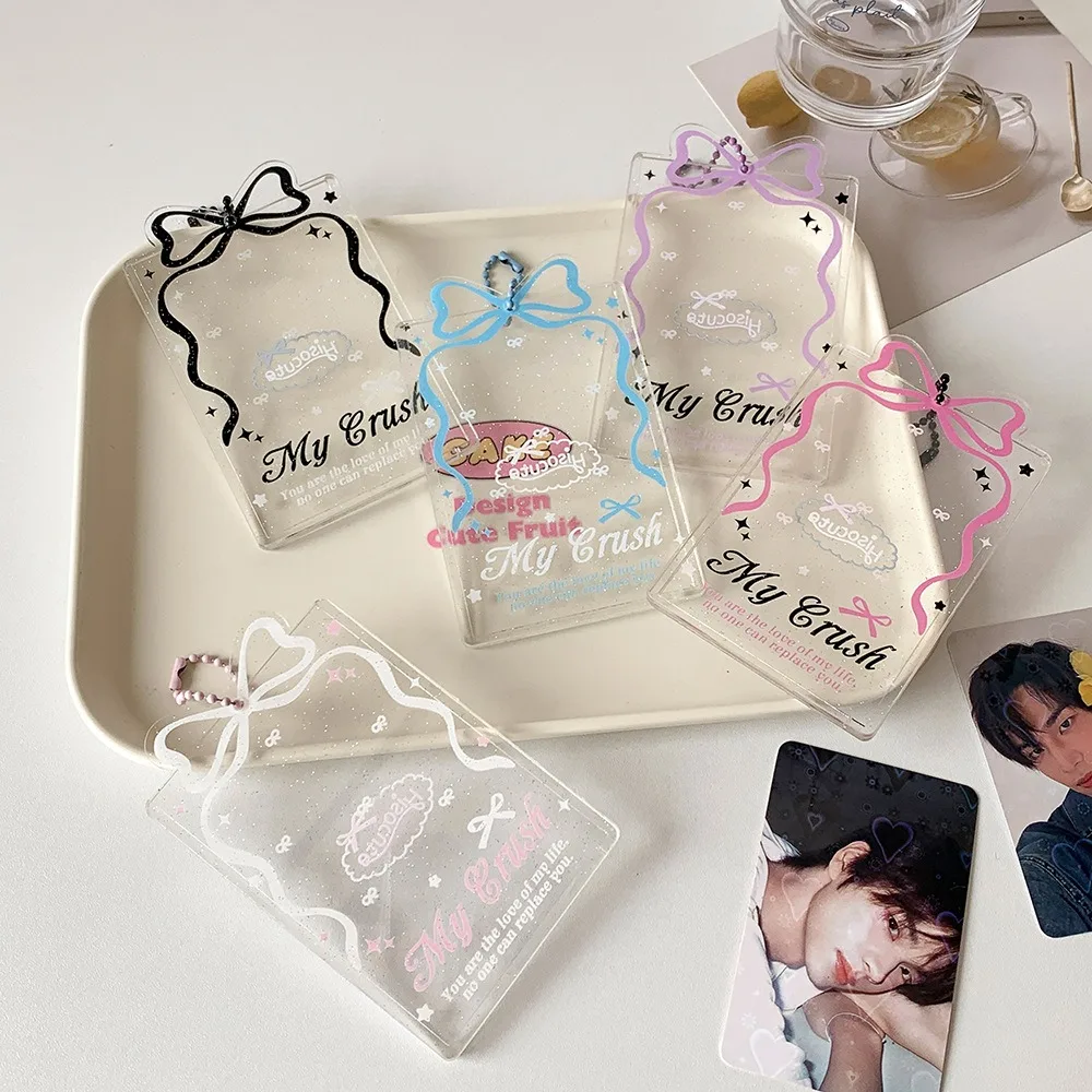 ID Card Protective Case Acrylic Photosicker Holder INS Style Bow Print Card Holder K-pop Idol Photocard Holder Case