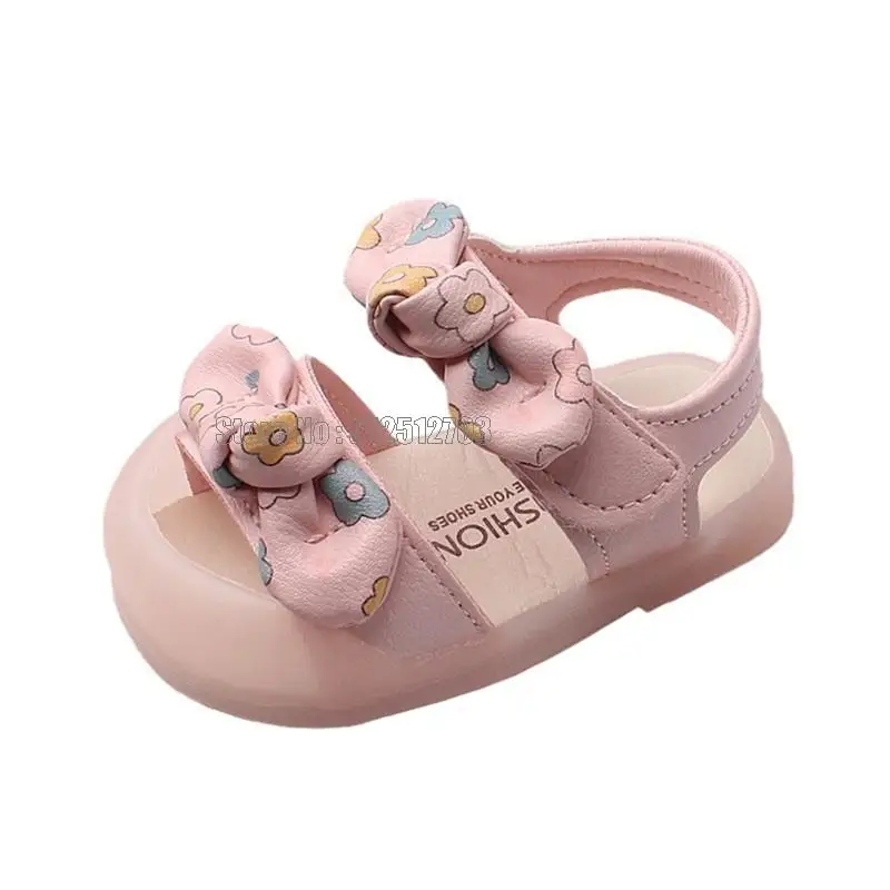 Baby Girl Shoes Flat Heels Kids Princess Flower Bowknot Shoes Summer Cute Bow Print Toddler Girl Sandals kids sandals baby sandals