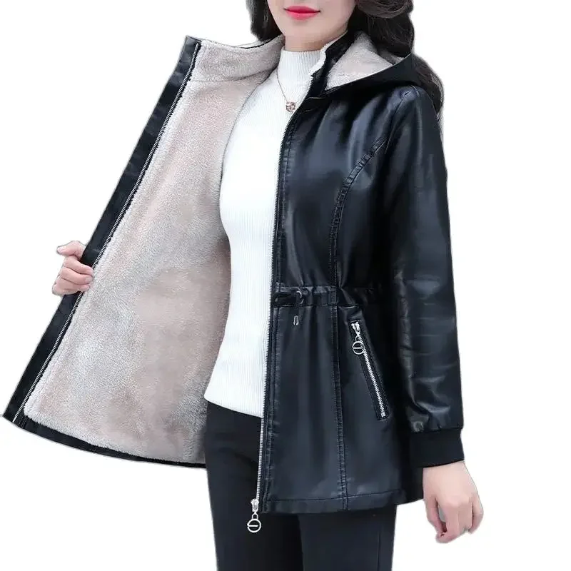 Autumn and Winter Warm Jacket Washed Leather Jacket Jacket Large Size Autumn and Winter PU Leather