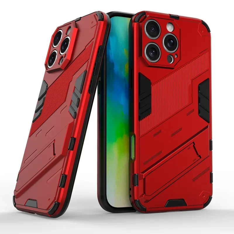 Enhanced Shockproof Armor Phone Case with Holder and Hard Bumper Cover