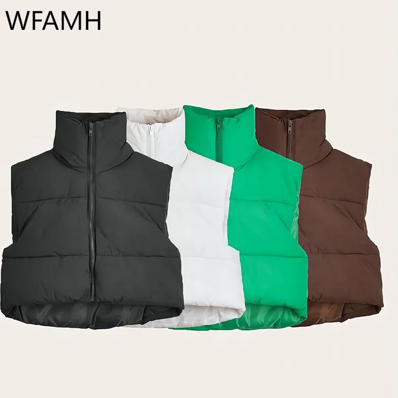 

WFAMH Fashion Fall New 2023 Stand-up Collar Elegant Down Jacket Warm Coat Casual Belt Sleeveless Winter Women's Vest Jacket