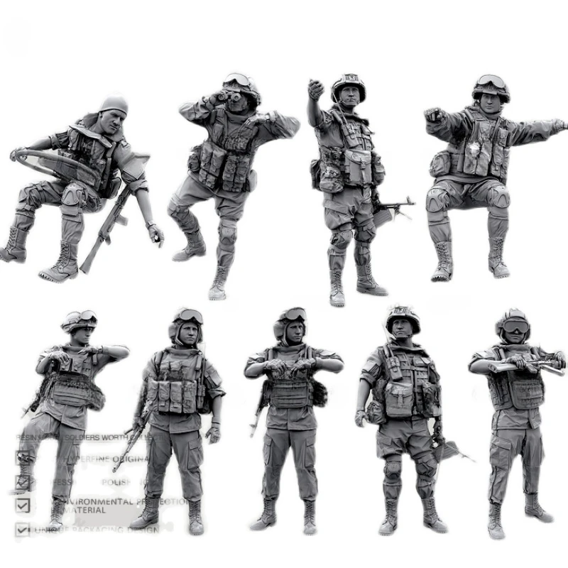1/35 Scale Die Cast Resin Figure Model Assembly Kit 9 Persons Including