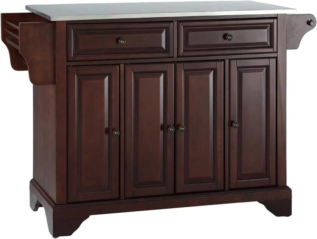 

Crosley Furniture Lafayette Full Size Kitchen Island with Stainless Steel Top, Mahogany