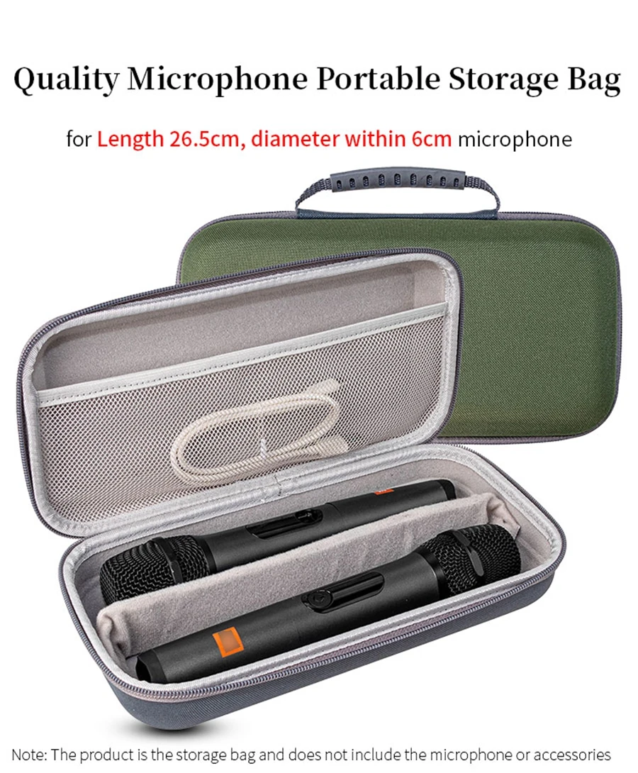 Hard EVA Microphone Storage Bag Size for JBL PartyBox Wireless Dual Microphone Protective Box Portable Travel Carrying Case